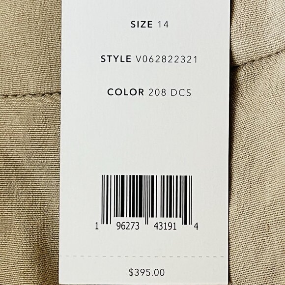 NWT VINCE Women Linen Blend Light Brown Pants w/Pintuck Size 14 Wide Leg $395.00 - Picture 6 of 15